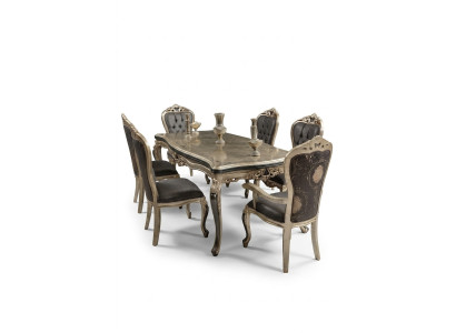 Muebles de comedor de diseño Mesa de comedor de madera Mesa Dorada Espacio para 6 personas
