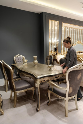 Sala de estar exclusiva 4 sillas Sillas de comedor contemporáneas gris Sillas de comedor