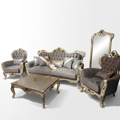 Conjunto de sala de estar Chesterfield elegante: sofá de 3 plazas + 2 butacas