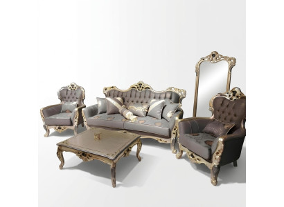 Conjunto de sala de estar Chesterfield elegante: sofá de 3 plazas + 2 butacas