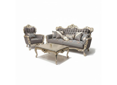 Sofá elegante con sillón conjunto de sofá gris Relax de 2 piezas muebles de salón