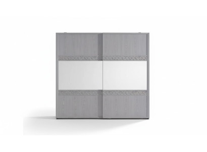 Armario con puertas correderas, armario ropero con espejo de madera de lujo moderno.