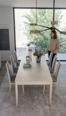 Silla Grupo Conjunto Mesa 6 sillas Comedor Diseño Madera Conjunto de comedor de 7 piezas