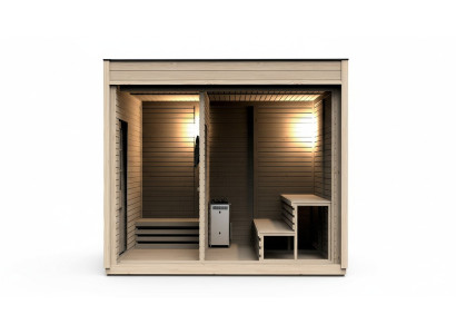 Sauna de madera saunas secas al aire libre en el jardín.