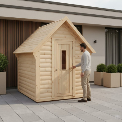 Sauna de madera para jardín, sauna de madera al aire libre, saunas exteriores, sauna seca 220x250x180.