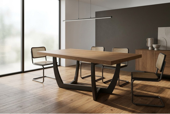 Mesa de comedor de madera de 180cm, mesa de cocina, mesas de comedor nuevas, marrón, mesa moderna.