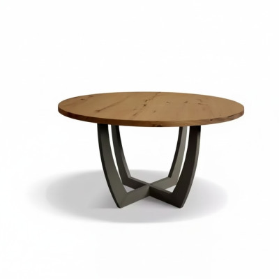 Mesa de comedor redonda de madera mesa de cocina redonda mesas de comedor estilo moderno marrón 140 cm