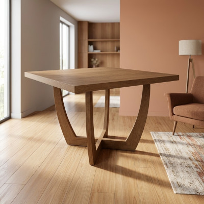 Comedor Mesa de comedor Mesa de cocina 110 x 110 x 74 cm marrón Estilo Moderno Mesa