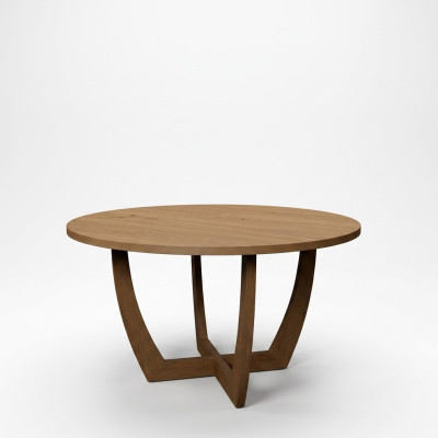 Mesa de comedor redonda de madera, mesa de cocina redonda de nuevo estilo moderno marrón de 140 cm.