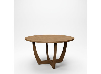 Mesa de comedor redonda de madera, mesa de cocina redonda de nuevo estilo moderno marrón de 140 cm.