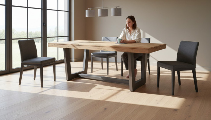 Mesa de comedor extensible de madera, mesa de comedor, mesa extensible 160/240 x 90 x 78 cm estilo moderno.