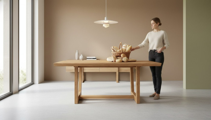 Mesa de comedor Mesa de cocina Mesas de comedor marrones Mesa de comedor de madera Estilo moderno marrón