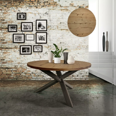Comedor mesa redonda de madera mesa redonda de cocina estilo moderno marrón 140cm