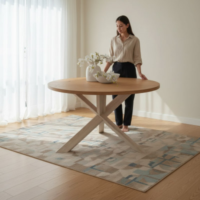 Alrededor de la mesa de cocina, mesa de café, color marrón, estilo moderno, madera, 140 cm.