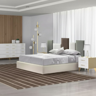 Cama estilo moderno y elegante de lujo. Muebles italianos de dormitorio de 180x200.