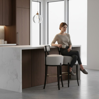 Silla Sillas de comedor Silla de cocina Sala de estar - Gris Negro Silla Sillas