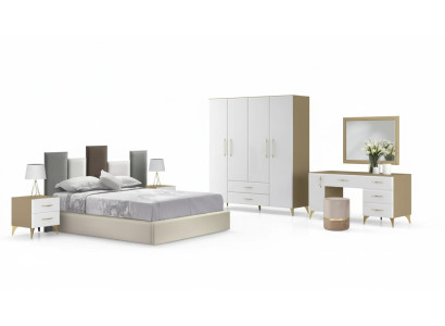 Dormitorio conjunto cama 2x mesita de noche cómoda 7 piezas diseño de lujo