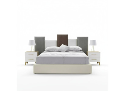 Dormitorio conjunto Cama 2x mesita de noche Madera blanca completa Moderno 3 piezas
