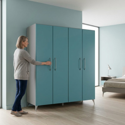 Armario del dormitorio de madera Armario moderno Azul
