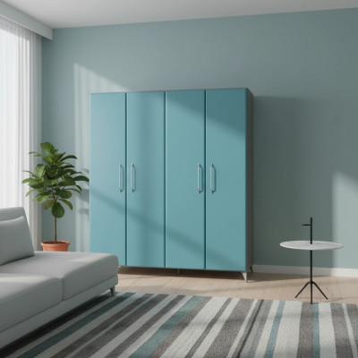 Armario del dormitorio de madera Armario moderno Azul