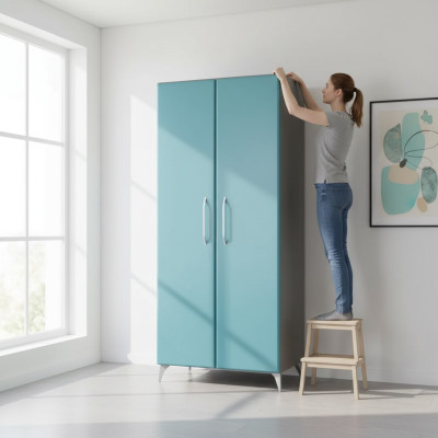 Armario de dormitorio de madera con un diseño moderno de lujo.