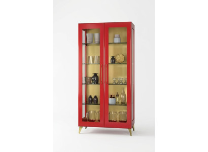 Vitrina hermosa de cristal rojo armario vitrinas de madera cristal sala de estar moderno lujo