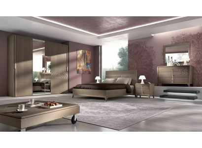 Dormitorio Cama 2x Mesita de Noche Diseño 6 piezas Juego Completo marrón 6 piezas