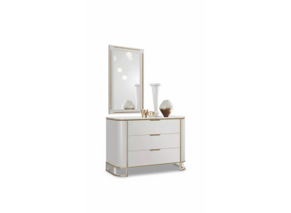 Dormitorio conjunto cómoda espejo Nuevo Lujo Completo nuevo Blanco 2 piezas.