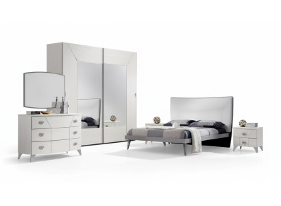 Conjunto de dormitorio cama 2 mesitas de noche cajonera 6 piezas diseño de lujo