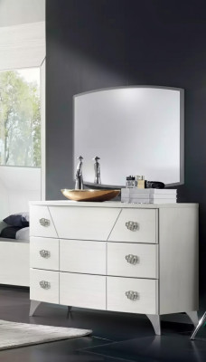 Dormitorio Conjunto Cómoda Espejo Lujo Completo blanco Aparador 2 piezas