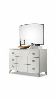 Dormitorio Conjunto Cómoda Espejo Lujo Completo blanco Aparador 2 piezas
