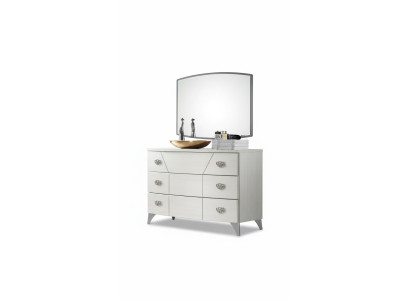 Dormitorio Conjunto Cómoda Espejo Lujo Completo blanco Aparador 2 piezas
