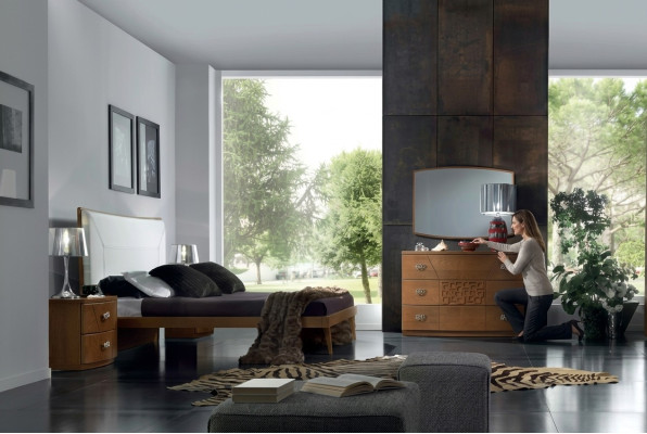 Dormitorio conjunto cama 2x mesita de noche cómoda 6 piezas diseño lujo completo