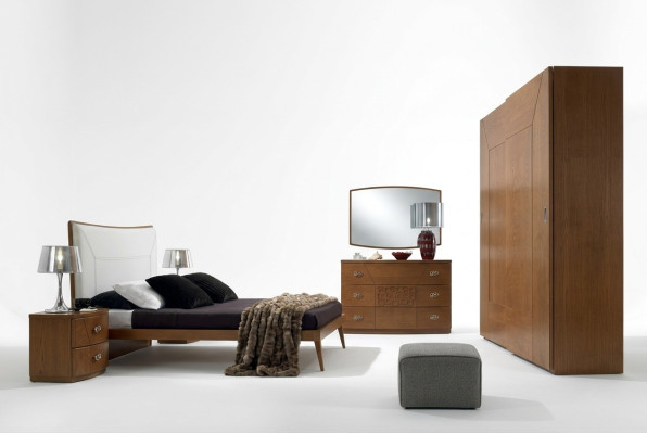 Dormitorio conjunto cama 2x mesita de noche cómoda 6 piezas diseño lujo completo