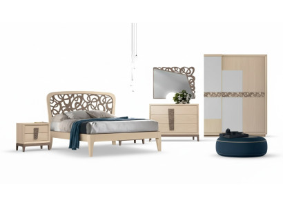 Conjunto de dormitorio Cama 2x Mesitas de noche Armario Diseño Lujo nuevo 6 piezas