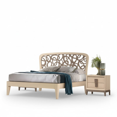 Conjunto de dormitorio Cama 2 mesitas de noche Muebles de diseño nuevos 3 piezas Moderno Madera