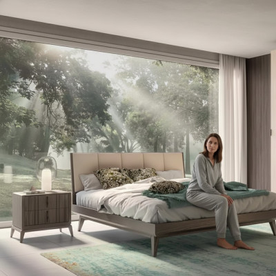 Conjunto de dormitorio Cama 2x Mesitas de noche Diseño Lujo nuevo 3 piezas Moderno Camas
