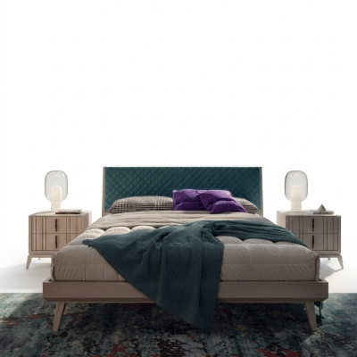 Juego de dormitorio cama 2x mesita de noche madera beige completo moderno nuevo