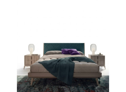 Juego de dormitorio cama 2x mesita de noche madera beige completo moderno nuevo
