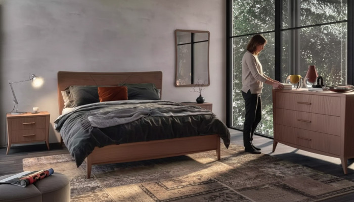 Conjunto de dormitorio Cama 2 mesitas de noche Cómoda Diseño Muebles de lujo 4 piezas