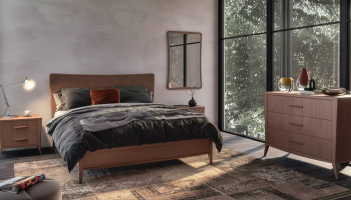 Conjunto de dormitorio Cama 2 mesitas de noche Cómoda Diseño Muebles de lujo 4 piezas