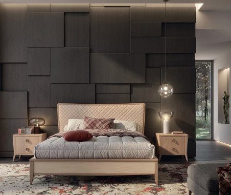 Conjunto de dormitorio Cama 2x Mesitas de noche Diseño Lujo nuevo 3 piezas Moderno Madera
