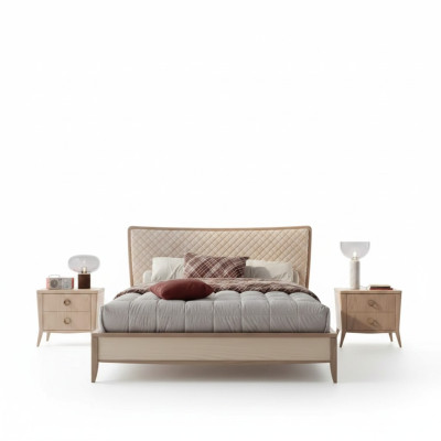 Conjunto de dormitorio Cama 2x Mesitas de noche Diseño Lujo nuevo 3 piezas Moderno Madera