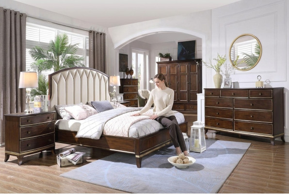 Cama 2x Mesitas de noche Cómoda Conjunto de dormitorio Diseño Lujo nuevo 4 piezas