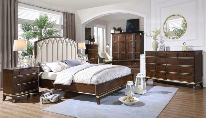 Cama 2x Mesitas de noche Cómoda Conjunto de dormitorio Diseño Lujo nuevo 4 piezas