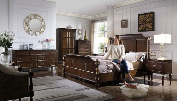 Cama 2x mesita de noche cómoda conjunto completo de muebles de dormitorio 4 piezas nuevo