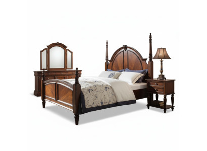 Dormitorio Cama Clásico Nuevo y elegante en un estilo moderno de madera marrón de lujo.