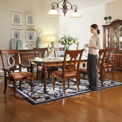 Comedor mesa de comedor 4 sillas 2 sillones Conjunto de 7 piezas de lujo de muebles de madera