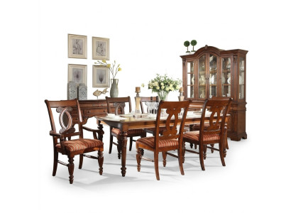 Comedor mesa de comedor 4 sillas 2 sillones Conjunto de 7 piezas de lujo de muebles de madera