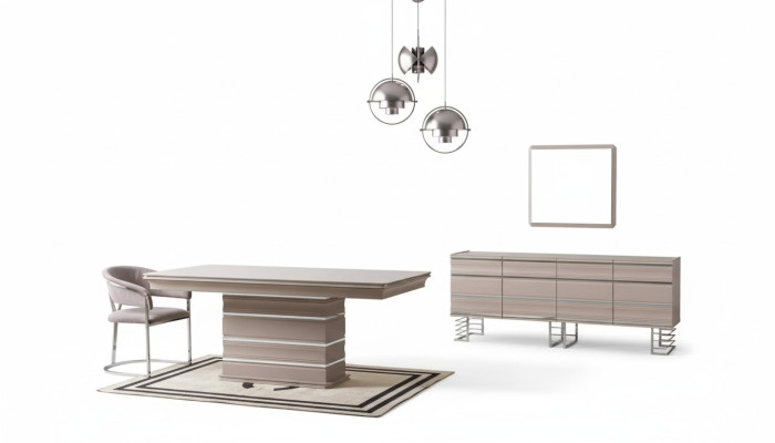 Mesa 6 sillas Aparador Espejo Conjunto de comedor de 9 piezas Grupo de mobiliario